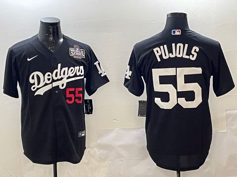 Men Los Angeles Dodgers 55 Pujols Black Game 2025 Nike MLB Jersey style 2262